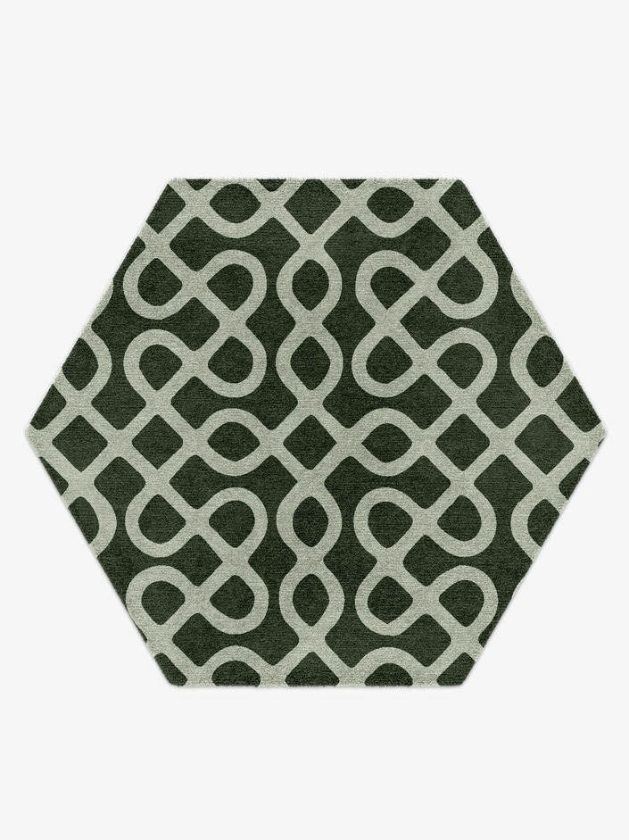 Cursive Modern Geometrics Hexagon Hand Knotted Tibetan Wool Custom Rug by Rug Artisan