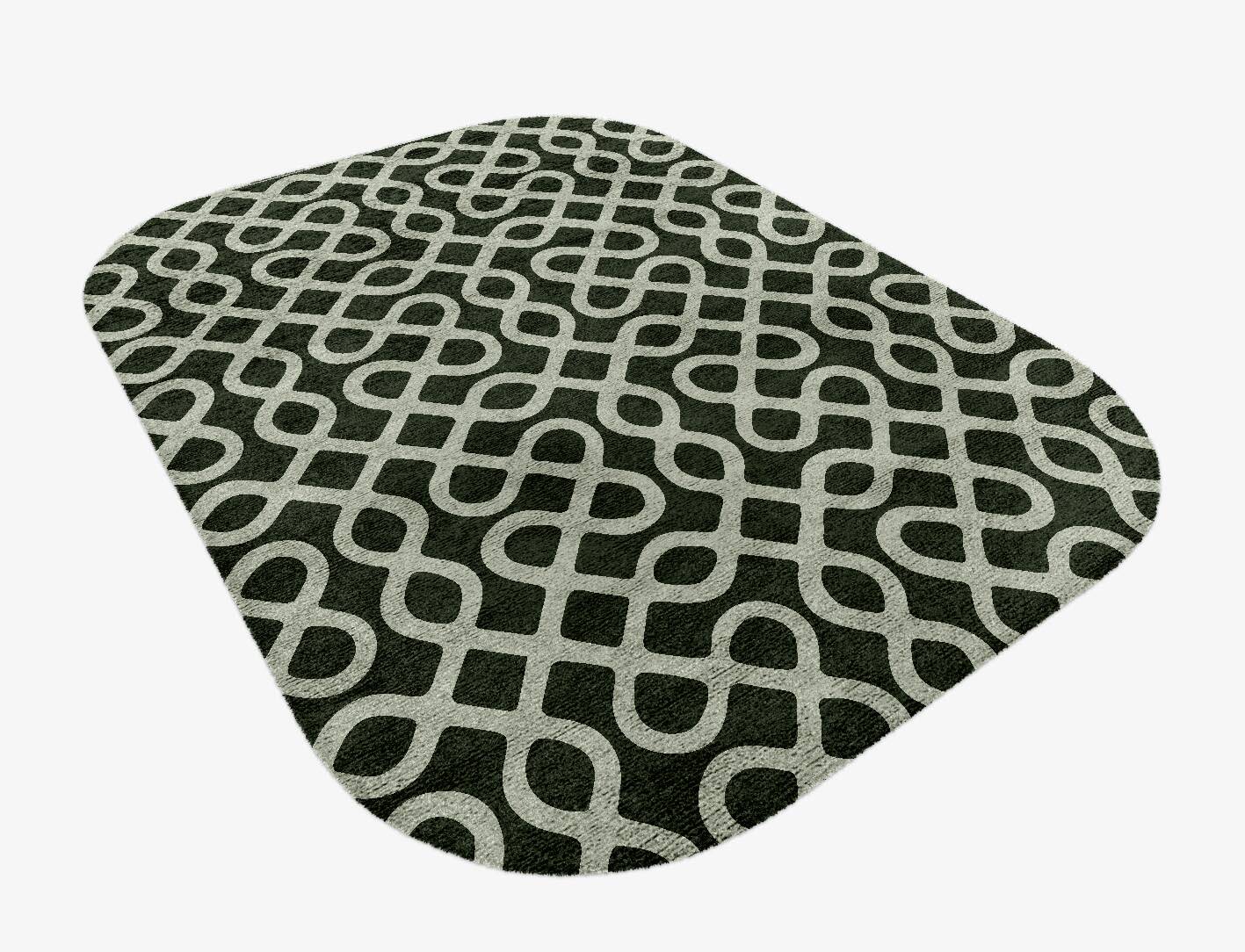 Cursive Modern Geometrics Oblong Hand Knotted Bamboo Silk Custom Rug by Rug Artisan