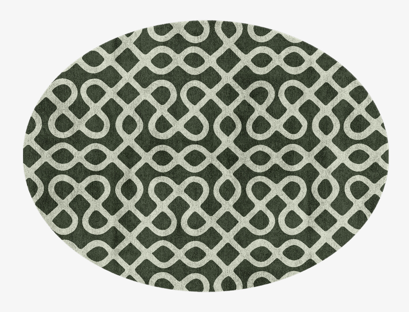 Cursive Geometric Oval Hand Knotted Bamboo Silk Custom Rug by Rug Artisan