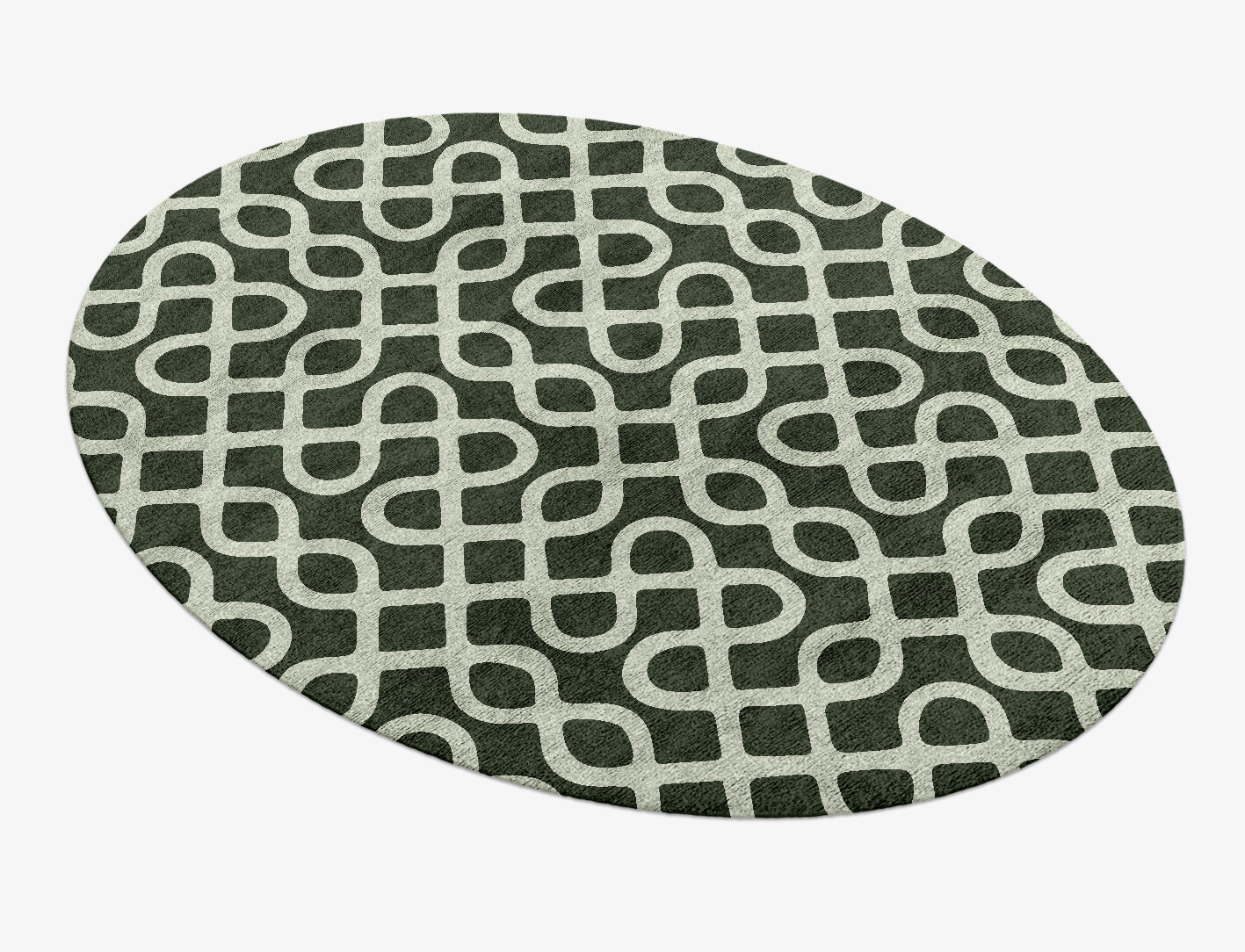Cursive Geometric Oval Hand Knotted Bamboo Silk Custom Rug by Rug Artisan