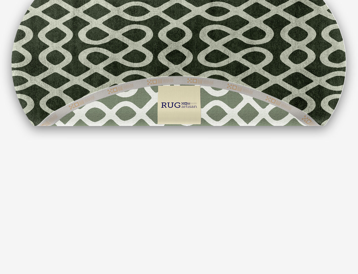 Cursive Geometric Oval Hand Knotted Bamboo Silk Custom Rug by Rug Artisan