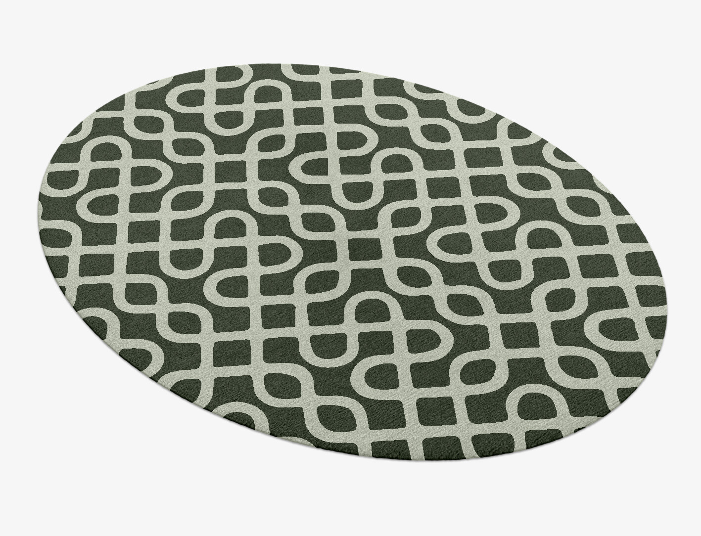 Cursive Geometric Oval Hand Knotted Tibetan Wool Custom Rug by Rug Artisan