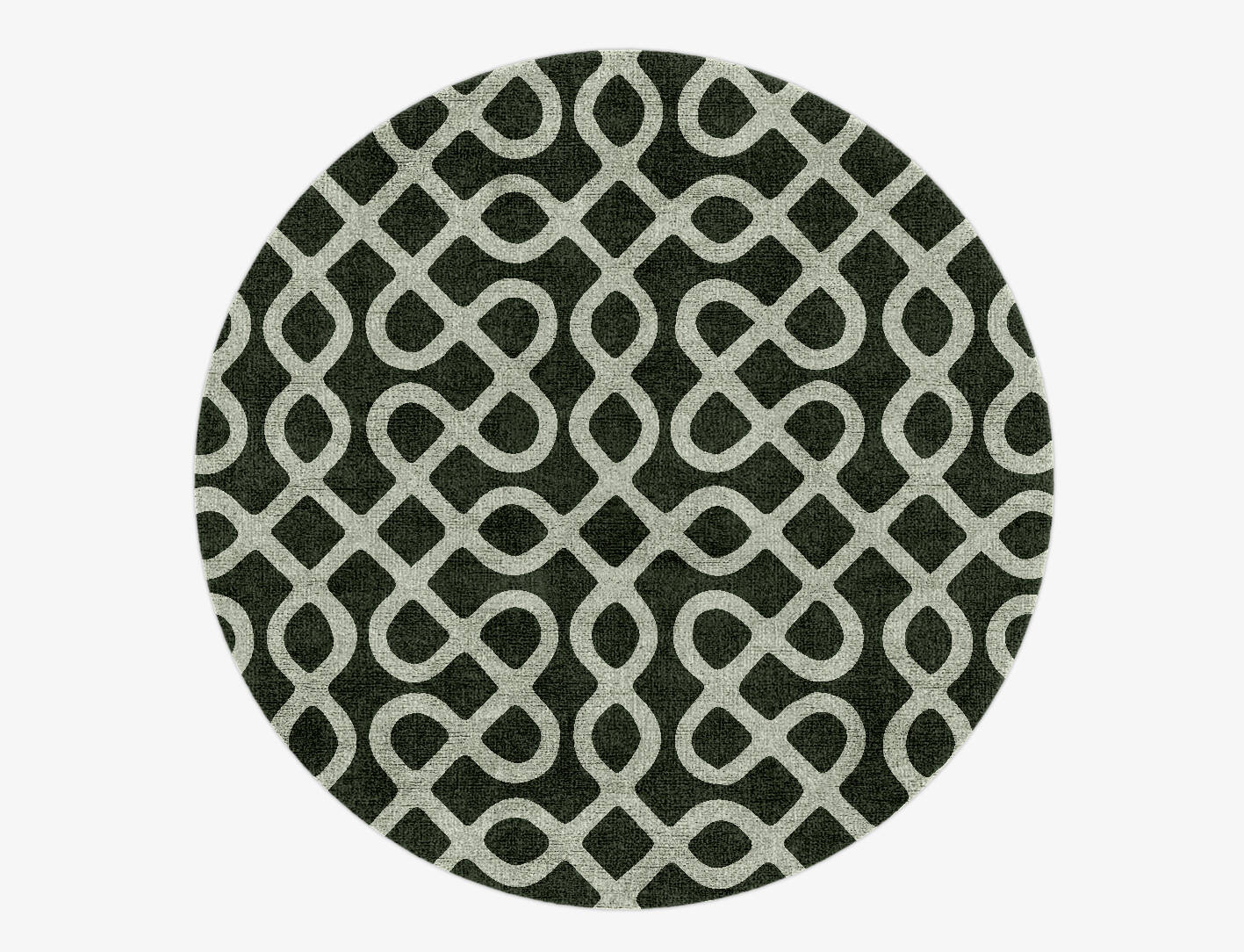 Cursive Modern Geometrics Round Hand Knotted Bamboo Silk Custom Rug by Rug Artisan