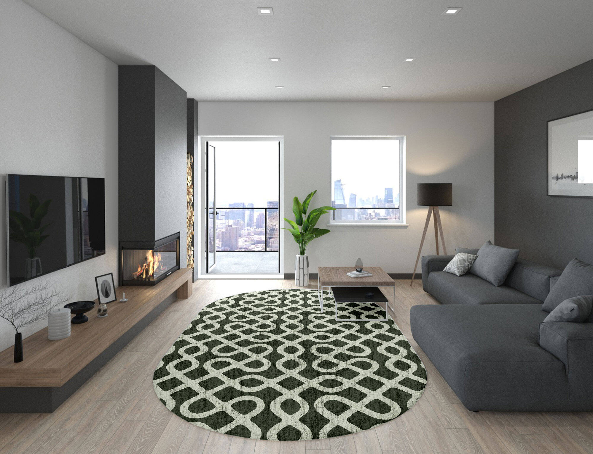 Cursive Modern Geometrics Capsule Hand Tufted Bamboo Silk Custom Rug by Rug Artisan