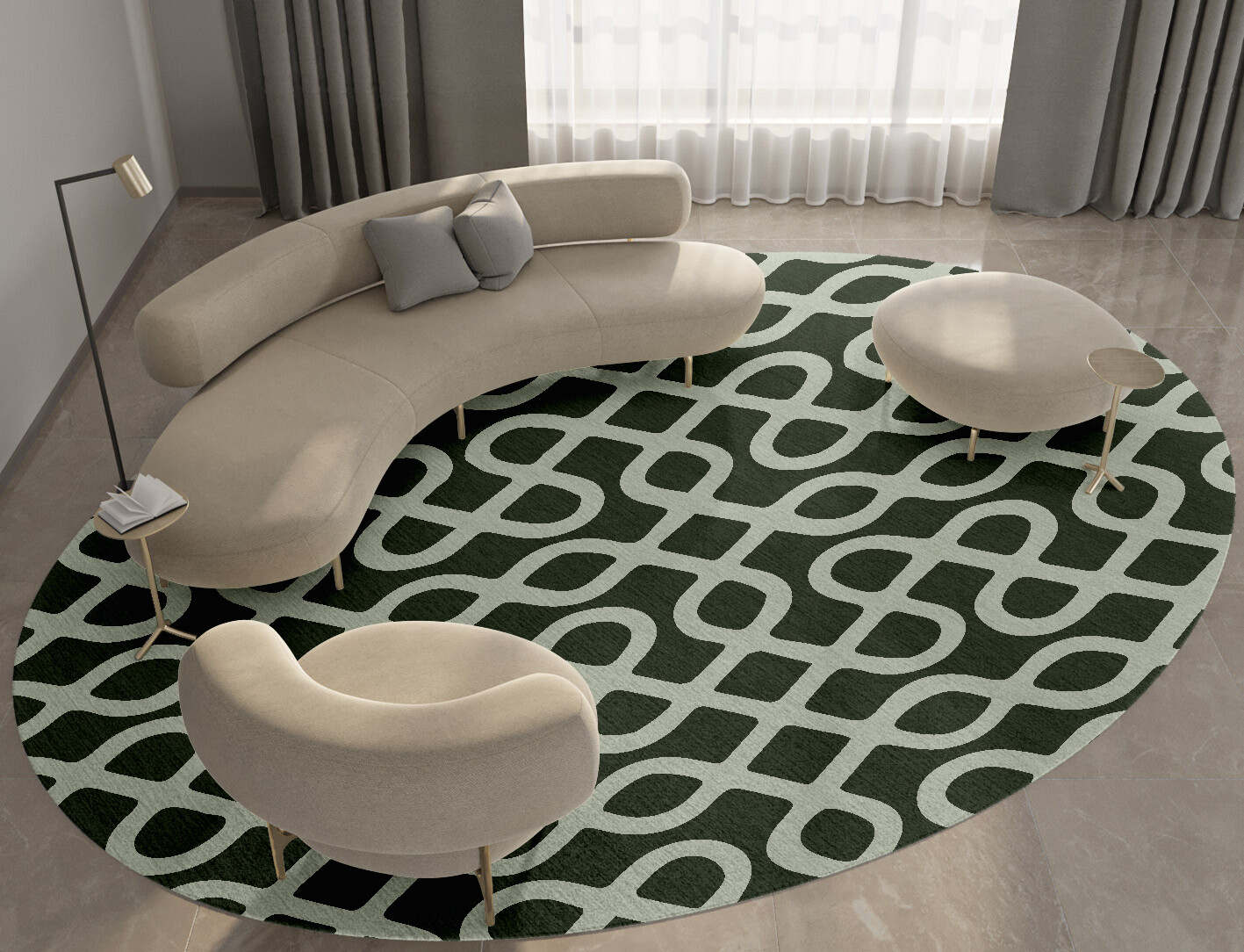 Cursive Geometric Oval Hand Tufted Pure Wool Custom Rug by Rug Artisan