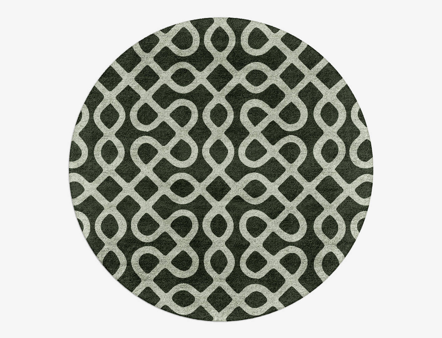 Cursive Modern Geometrics Round Hand Tufted Bamboo Silk Custom Rug by Rug Artisan
