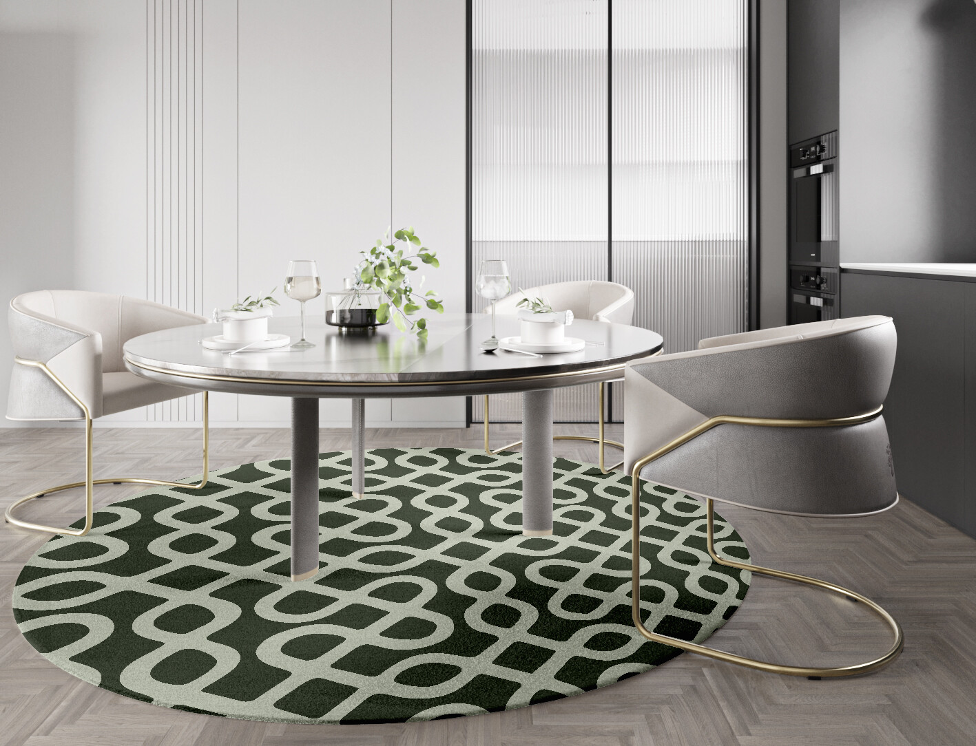 Cursive Geometric Round Hand Tufted Pure Wool Custom Rug by Rug Artisan