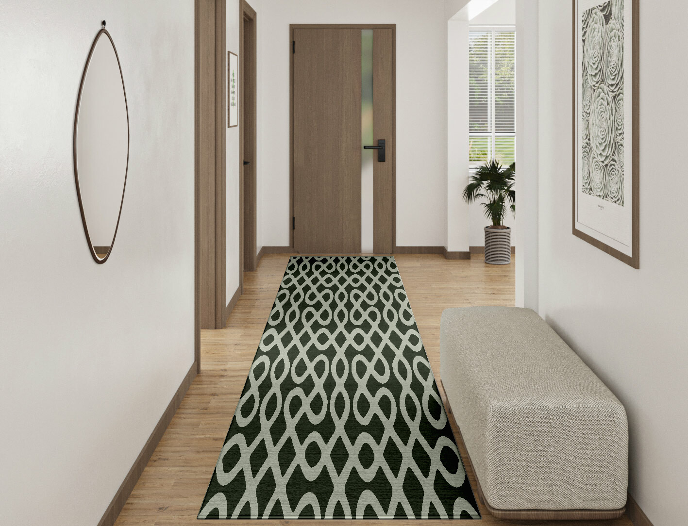 Cursive Geometric Runner Hand Tufted Pure Wool Custom Rug by Rug Artisan