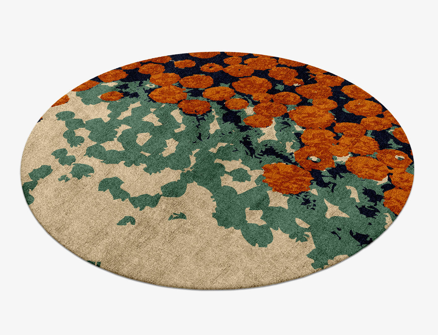 Daffodils Floral Round Hand Knotted Bamboo Silk Custom Rug by Rug Artisan