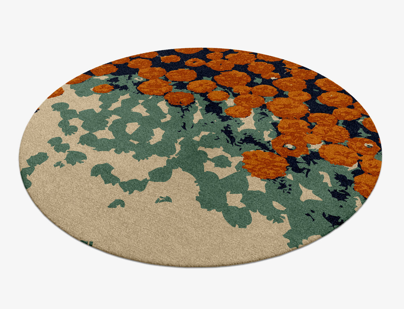 Daffodils Floral Round Hand Knotted Tibetan Wool Custom Rug by Rug Artisan