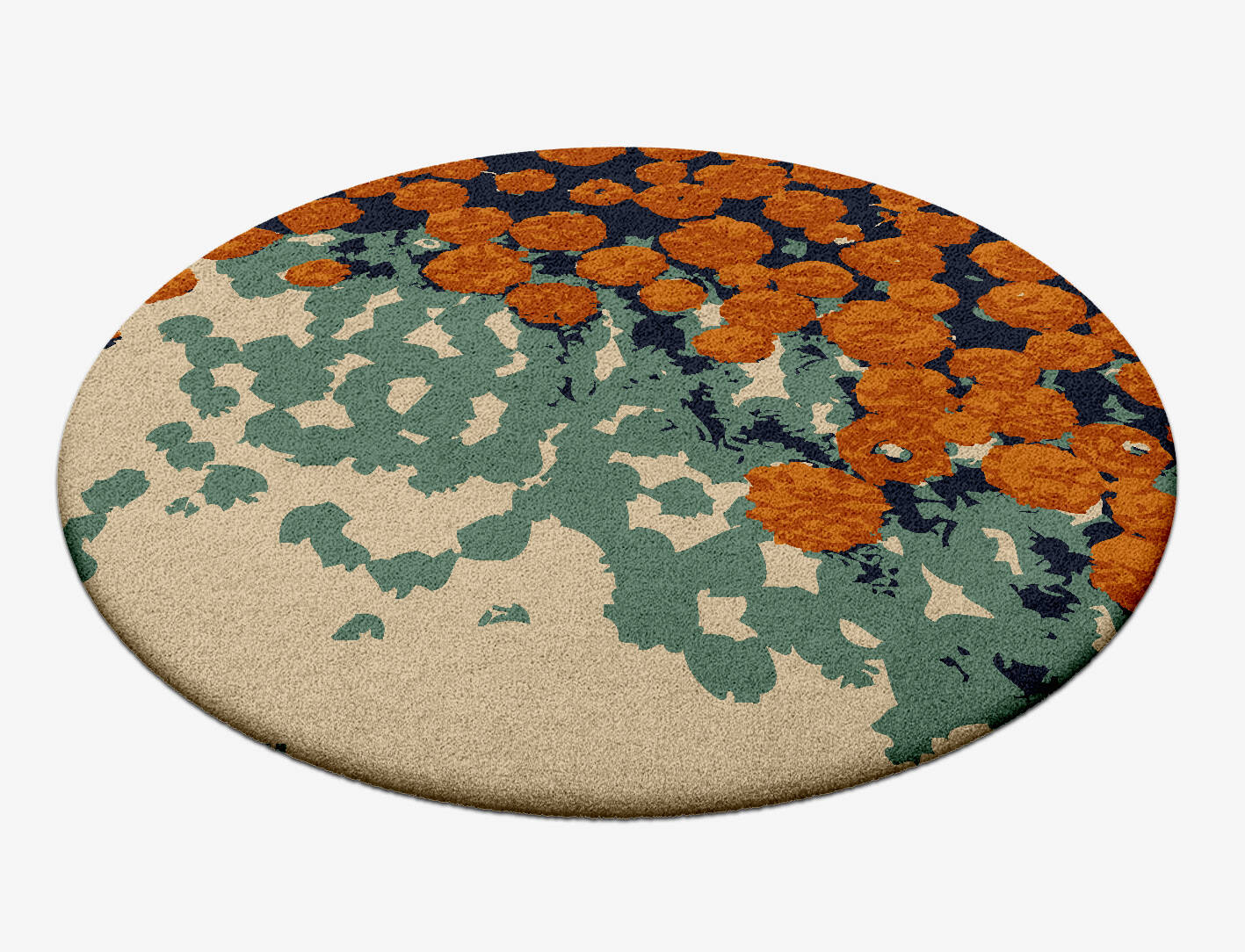 Daffodils Floral Round Hand Tufted Pure Wool Custom Rug by Rug Artisan