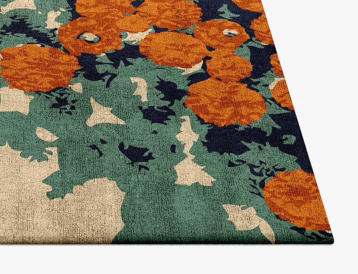 Daffodils Floral Square Hand Tufted Bamboo Silk Custom Rug by Rug Artisan