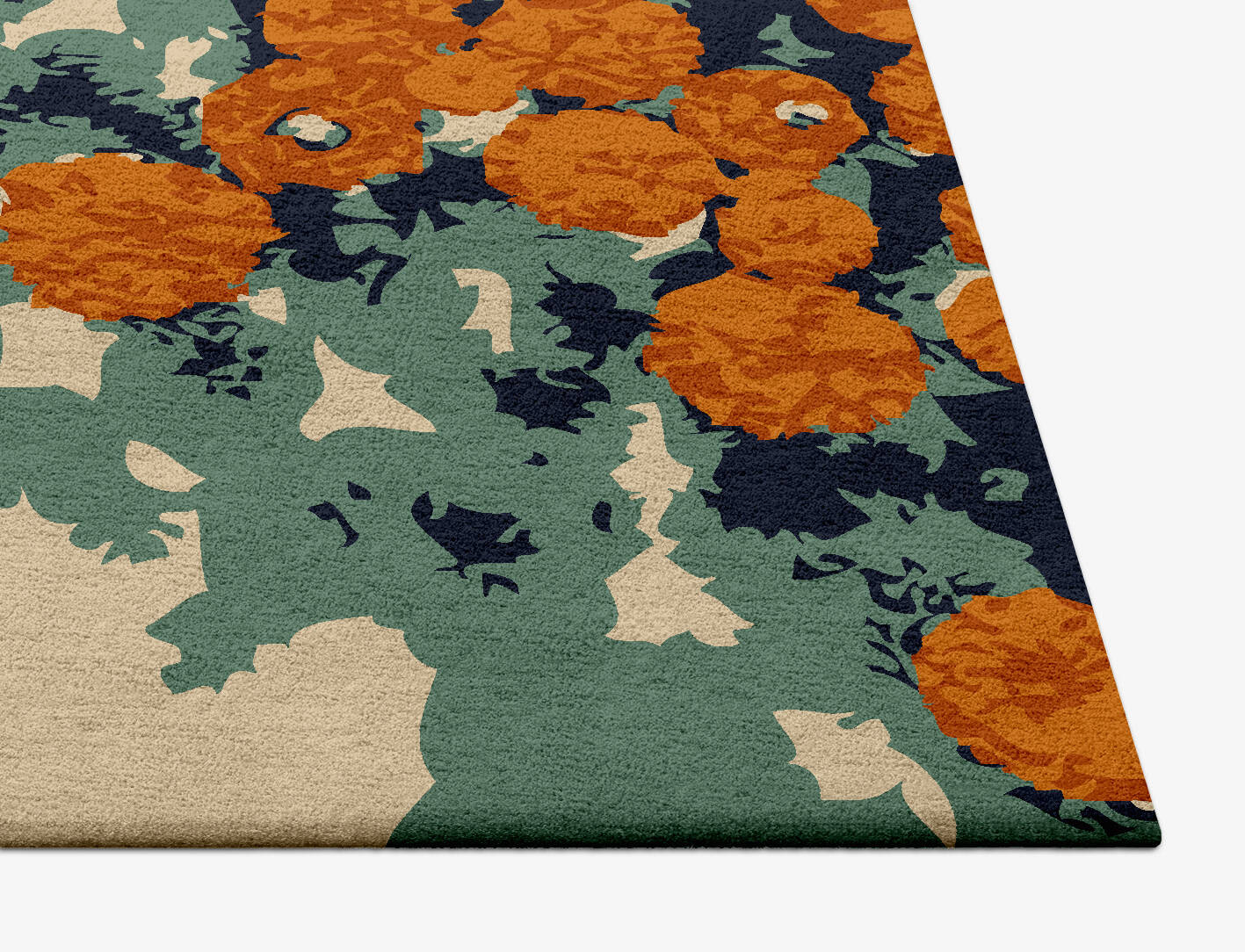 Daffodils Floral Square Hand Tufted Pure Wool Custom Rug by Rug Artisan