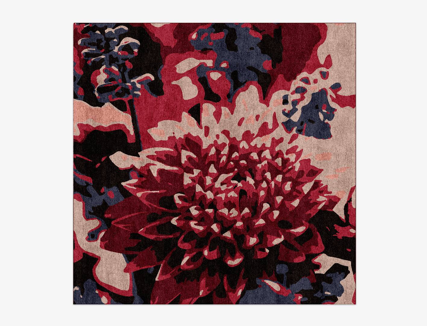 Dahlia Floral Square Hand Knotted Bamboo Silk Custom Rug by Rug Artisan