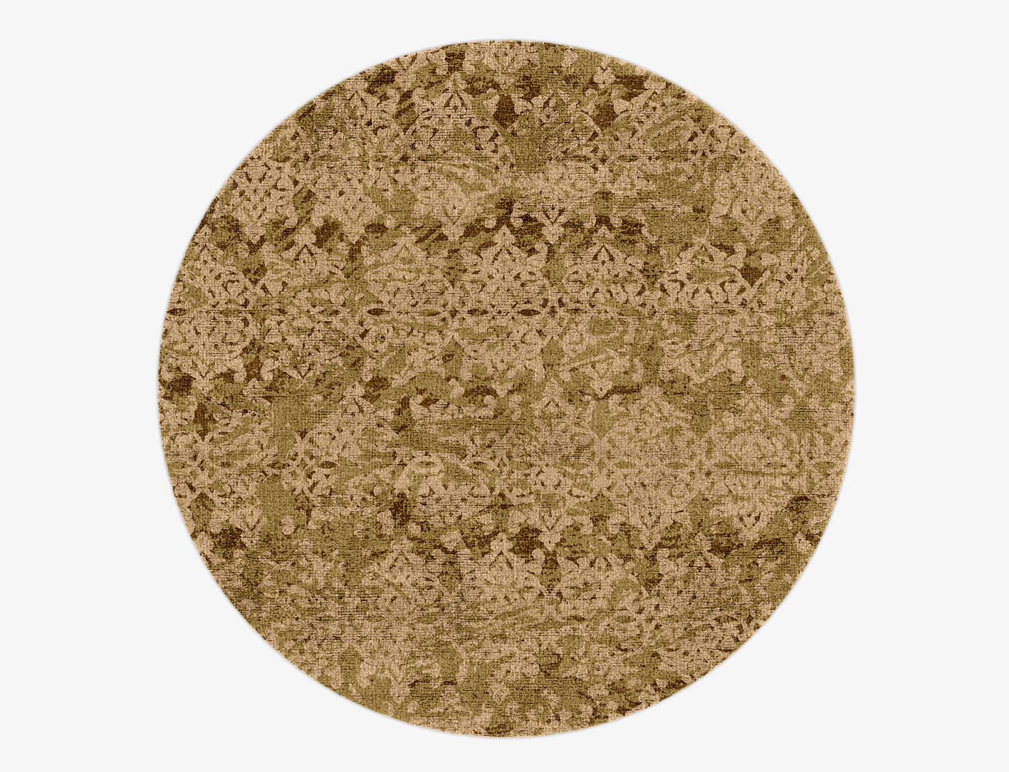 Damask Rows Vintage Round Hand Knotted Bamboo Silk Custom Rug by Rug Artisan