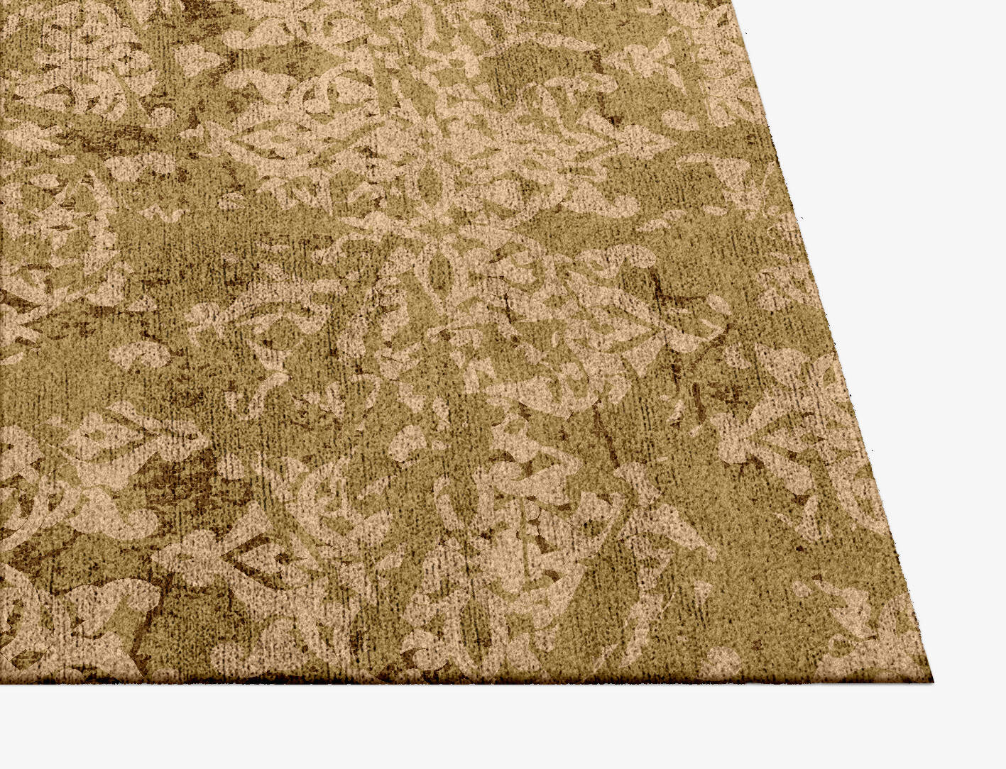 Damask Rows Vintage Square Hand Knotted Bamboo Silk Custom Rug by Rug Artisan