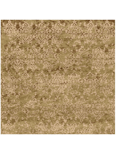 Damask Rows Vintage Square Hand Knotted Bamboo Silk Custom Rug by Rug Artisan
