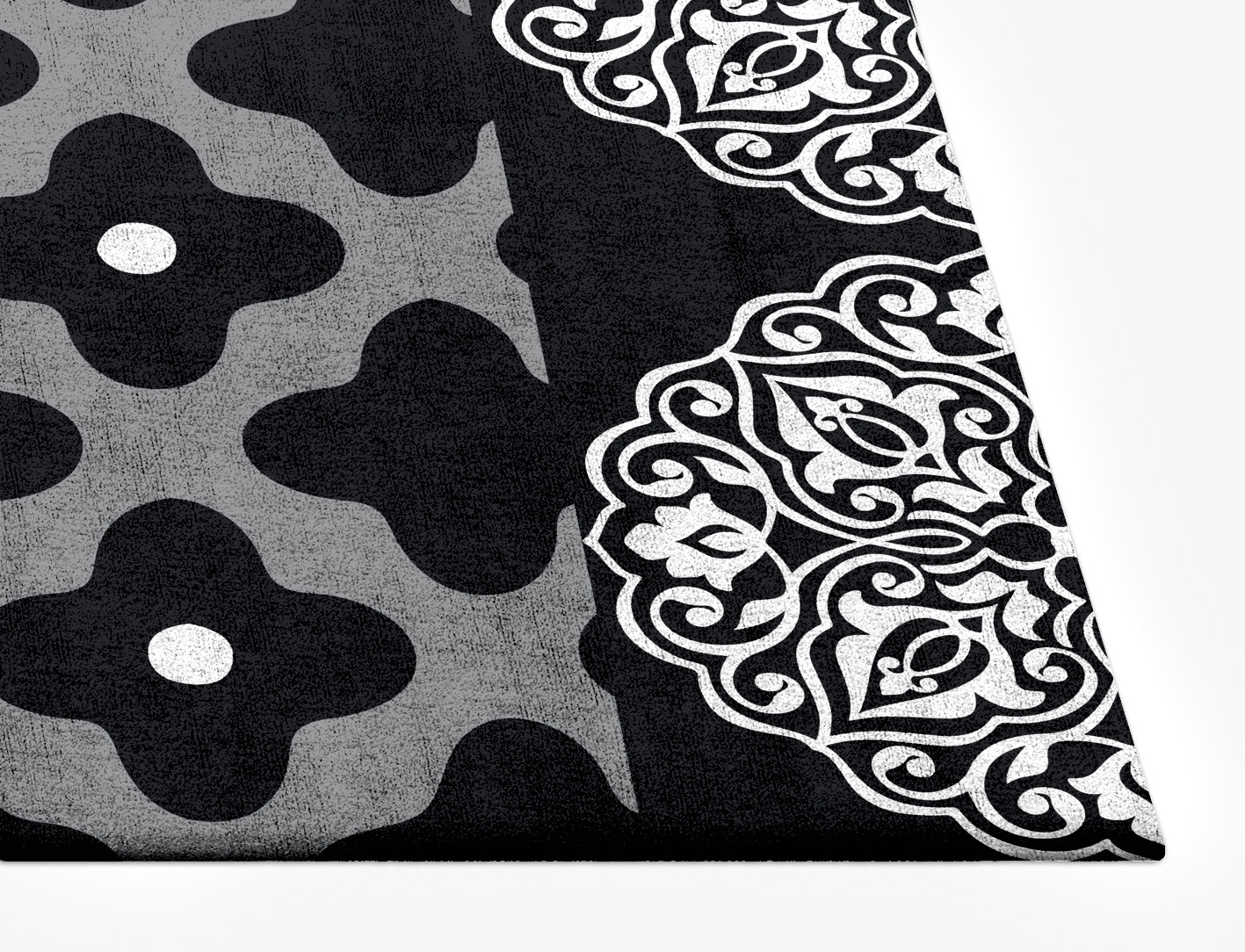 Dark Montage Monochrome Rectangle Hand Tufted Bamboo Silk Custom Rug by Rug Artisan