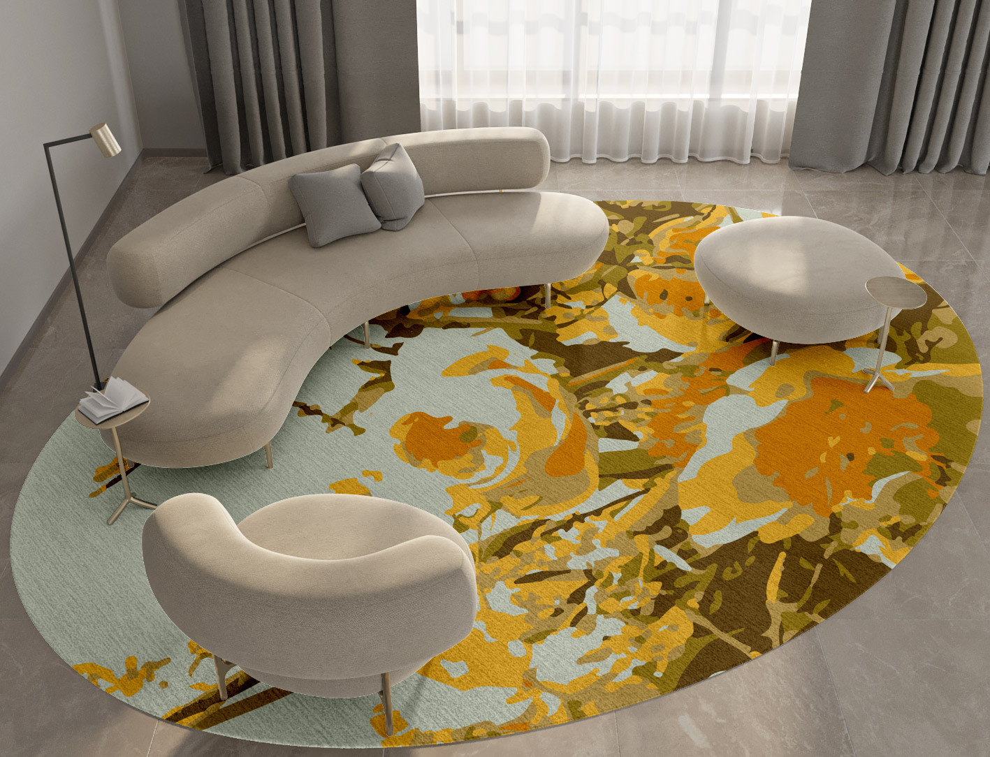 Dawn Floral Oval Hand Knotted Tibetan Wool Custom Rug by Rug Artisan