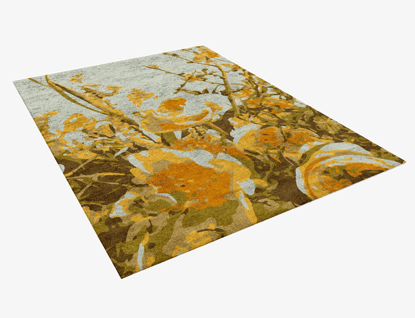 Dawn Floral Rectangle Hand Knotted Bamboo Silk Custom Rug by Rug Artisan