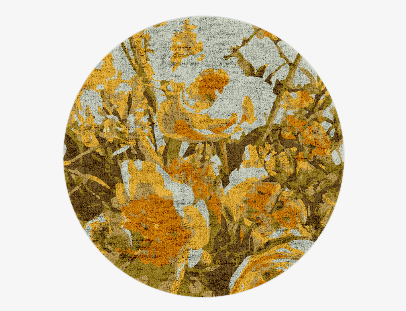 Dawn Floral Round Hand Knotted Bamboo Silk Custom Rug by Rug Artisan