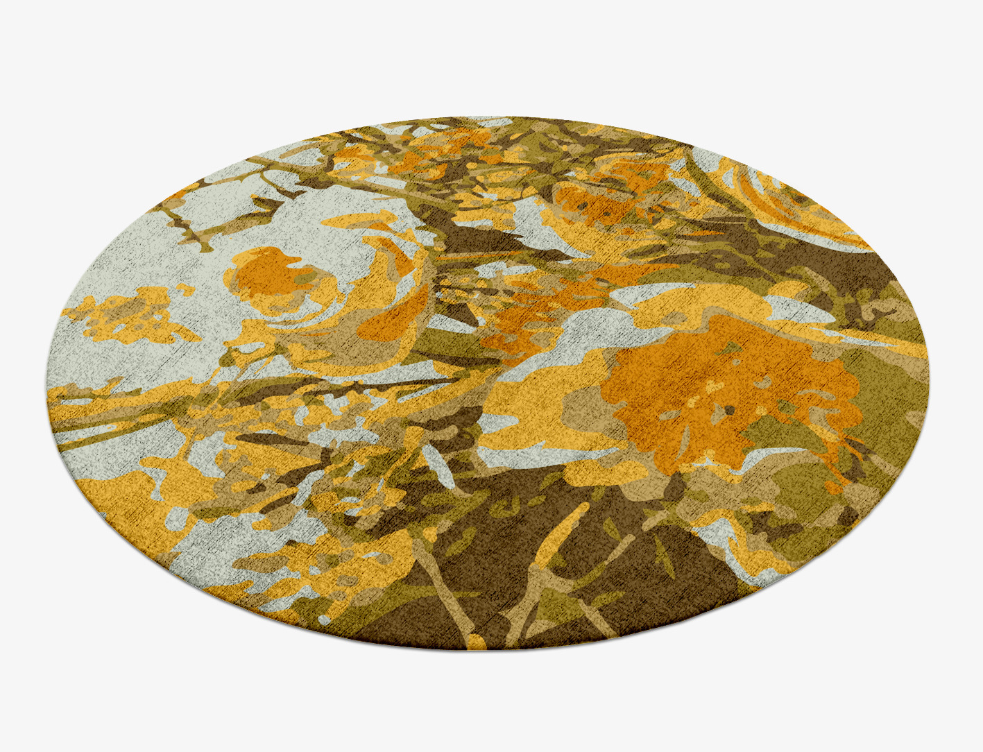 Dawn Floral Round Hand Knotted Bamboo Silk Custom Rug by Rug Artisan