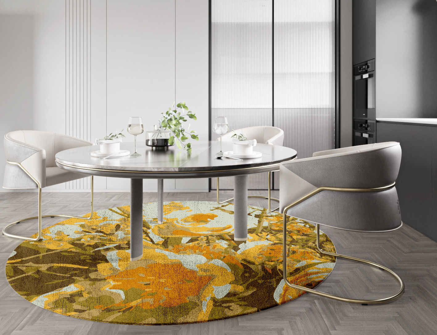Dawn Floral Round Hand Knotted Bamboo Silk Custom Rug by Rug Artisan