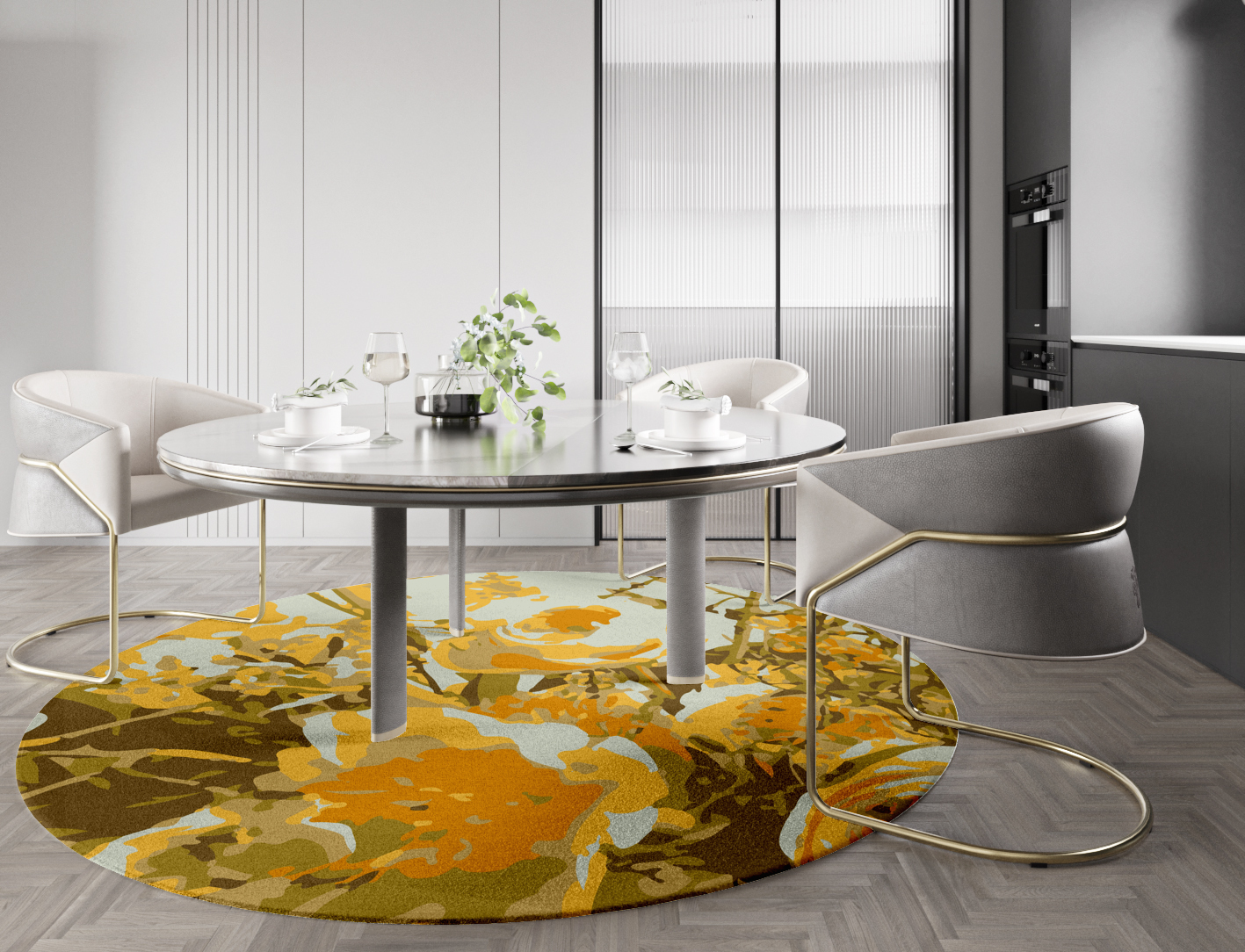 Dawn Floral Round Hand Knotted Tibetan Wool Custom Rug by Rug Artisan