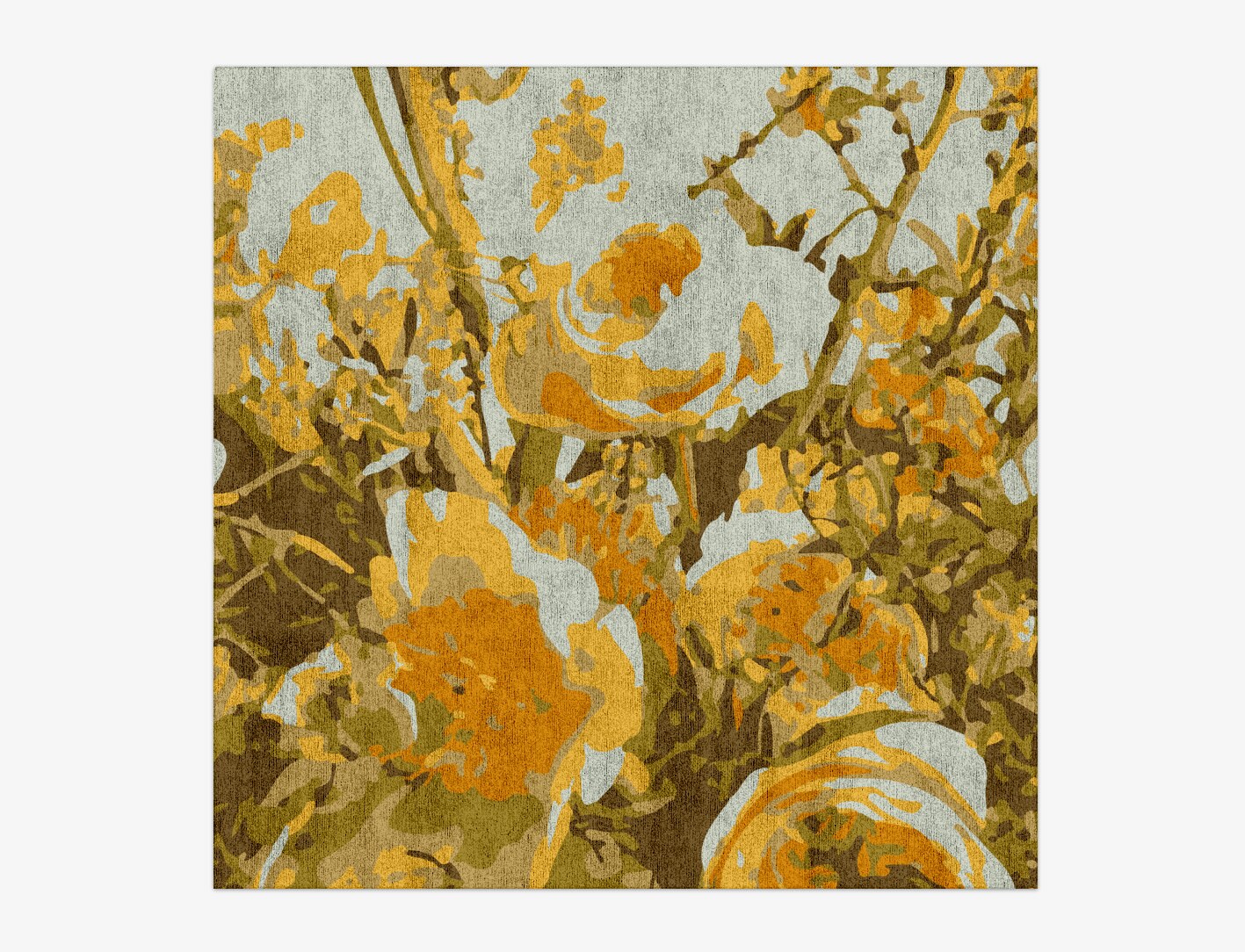 Dawn Floral Square Hand Knotted Bamboo Silk Custom Rug by Rug Artisan