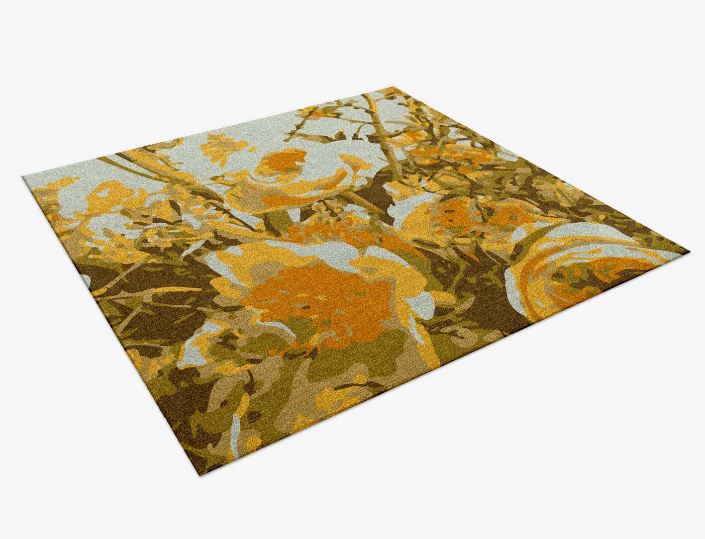 Dawn Floral Square Hand Knotted Tibetan Wool Custom Rug by Rug Artisan