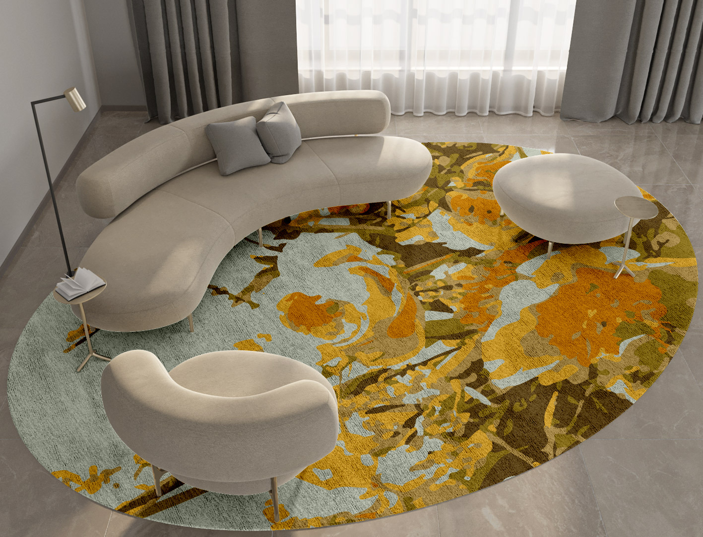 Dawn Floral Oval Hand Tufted Bamboo Silk Custom Rug by Rug Artisan