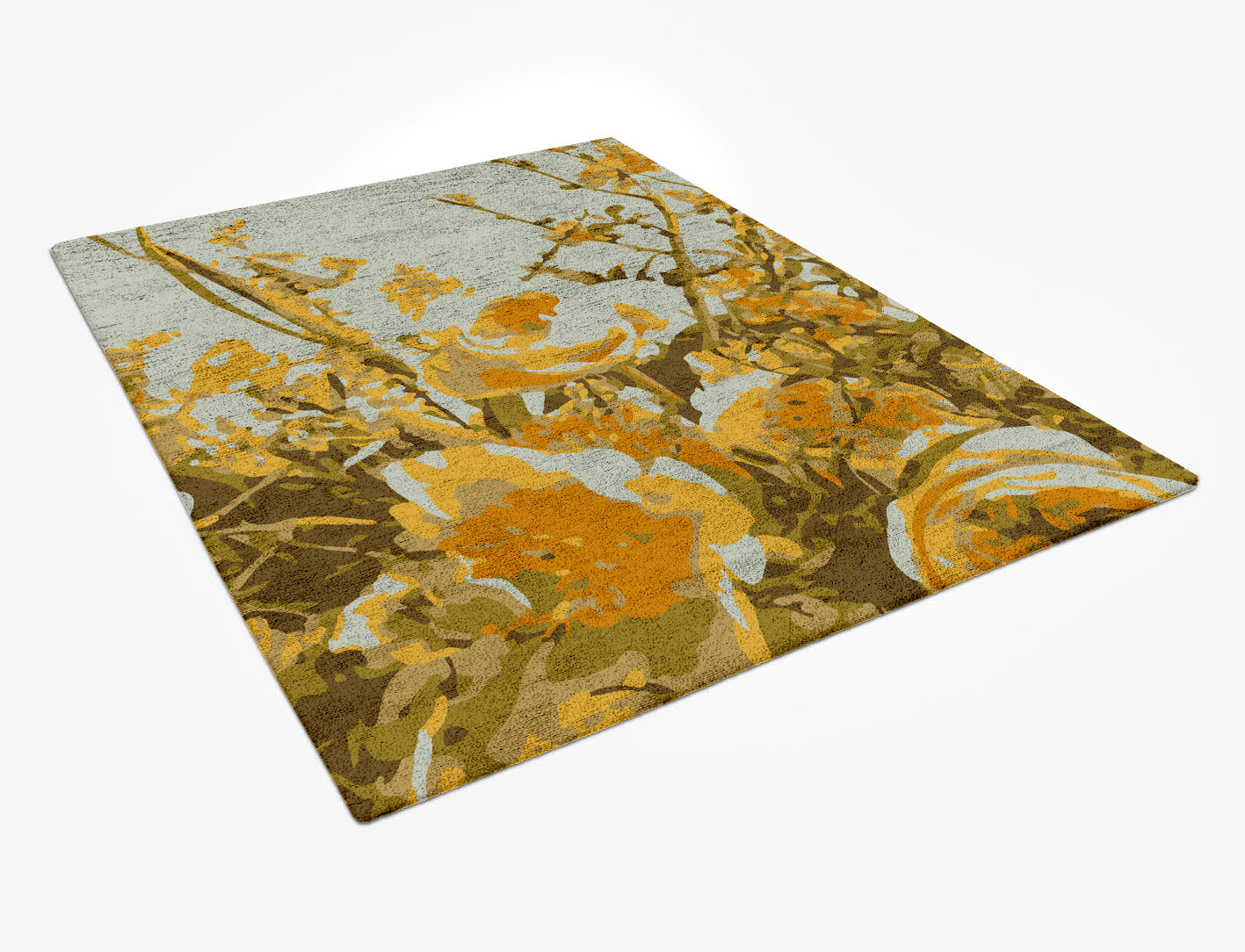 Dawn Floral Rectangle Hand Tufted Bamboo Silk Custom Rug by Rug Artisan