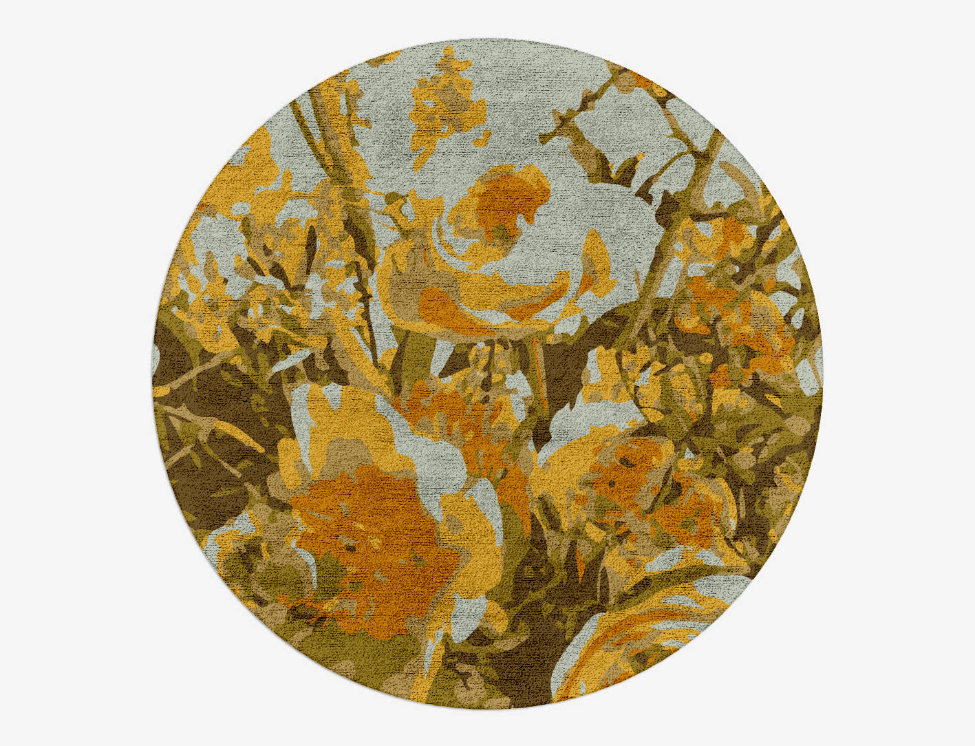 Dawn Floral Round Hand Tufted Bamboo Silk Custom Rug by Rug Artisan
