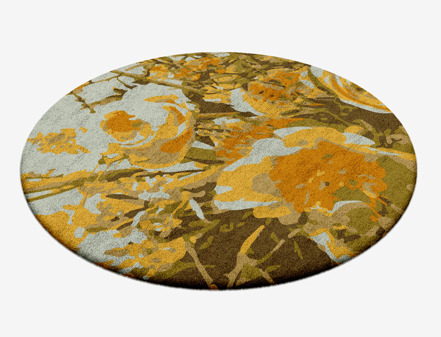 Dawn Floral Round Hand Tufted Bamboo Silk Custom Rug by Rug Artisan
