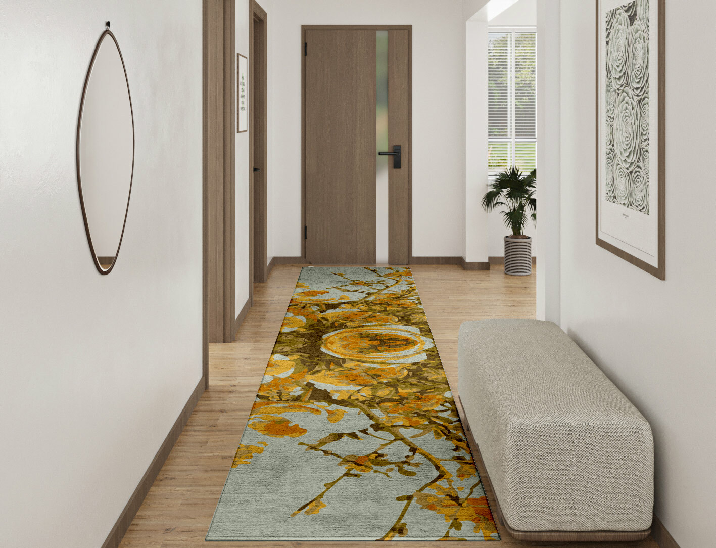 Dawn Floral Runner Hand Tufted Bamboo Silk Custom Rug by Rug Artisan