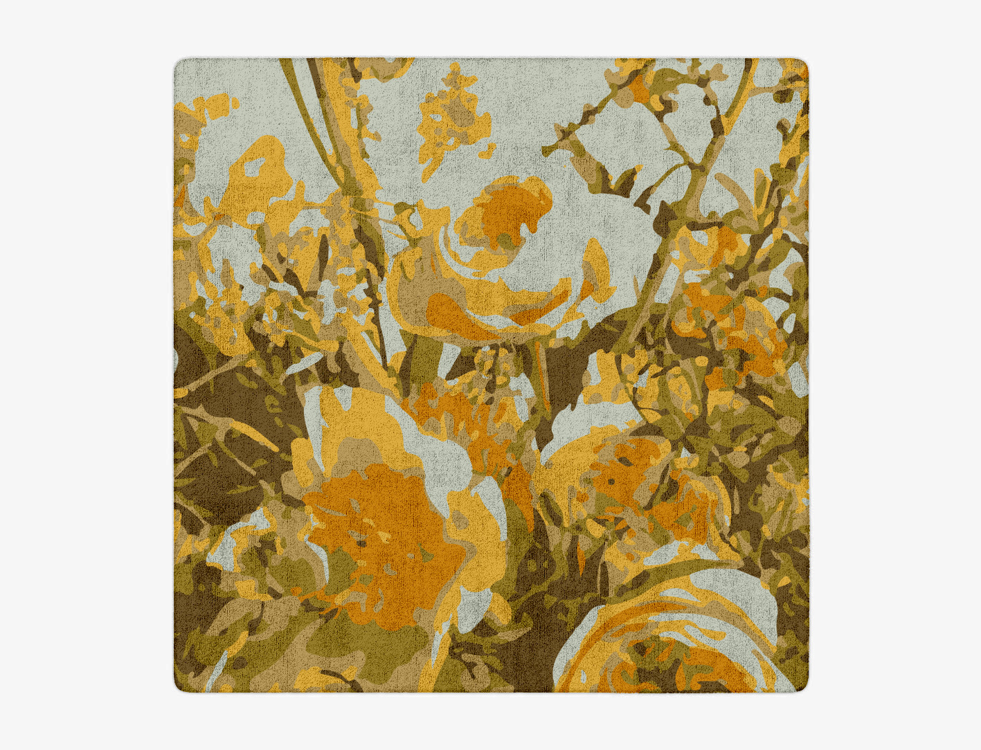 Dawn Floral Square Hand Tufted Bamboo Silk Custom Rug by Rug Artisan