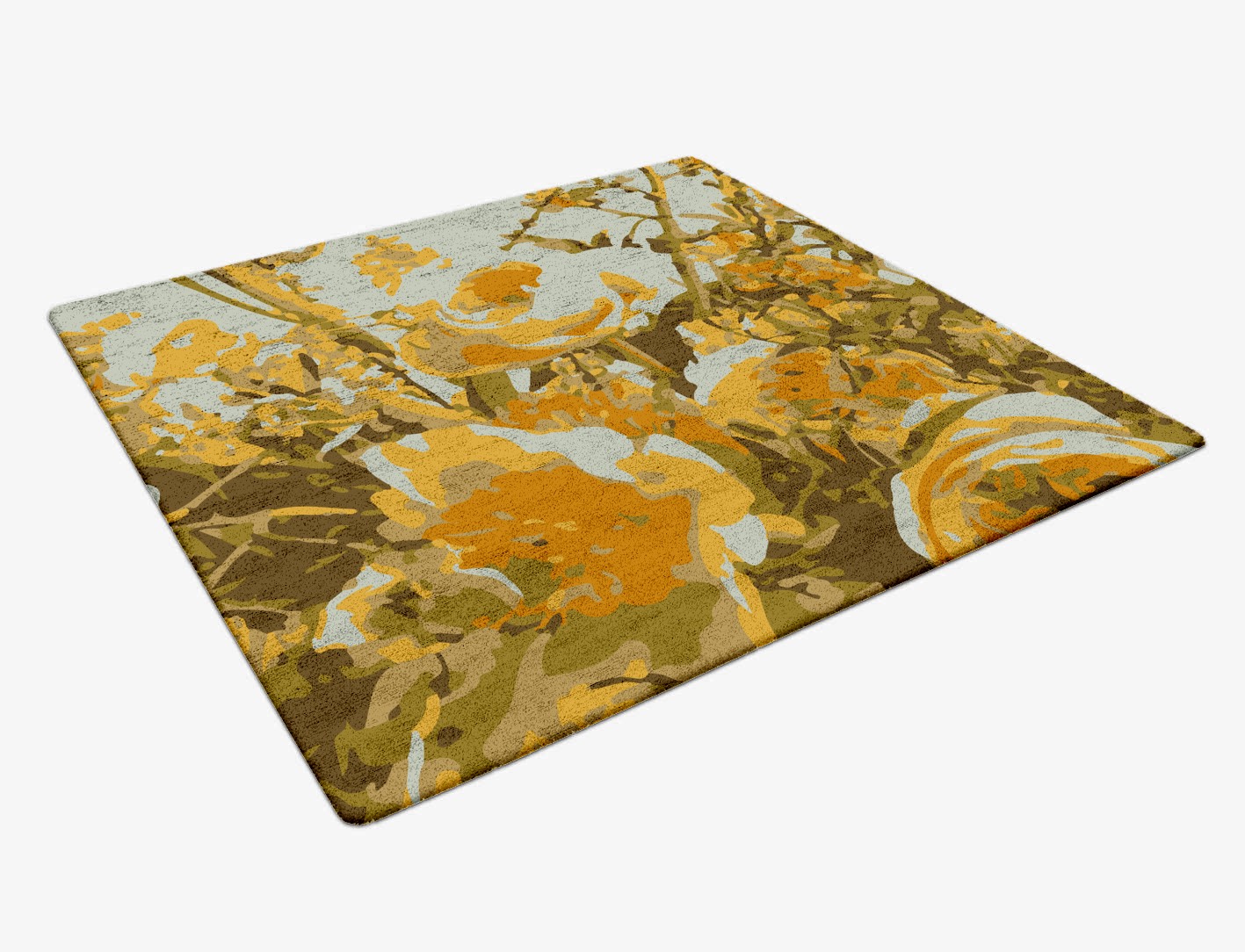 Dawn Floral Square Hand Tufted Bamboo Silk Custom Rug by Rug Artisan