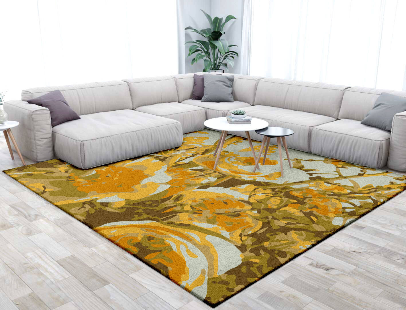 Dawn Floral Square Hand Tufted Pure Wool Custom Rug by Rug Artisan
