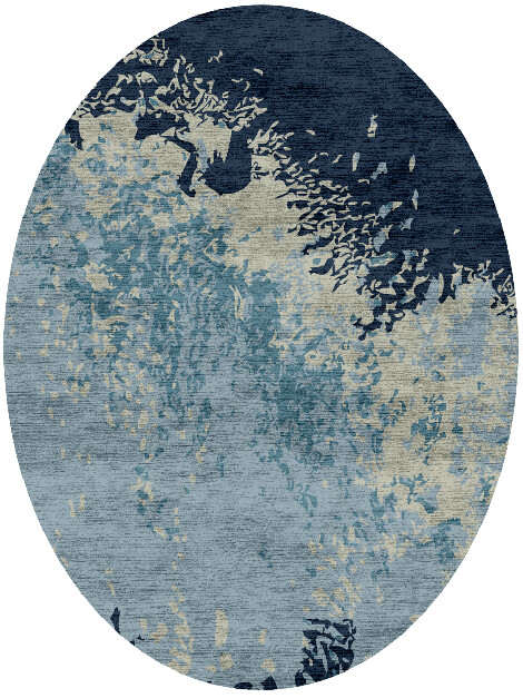 Dawn Dew Abstract Oval Hand Knotted Bamboo Silk Custom Rug by Rug Artisan