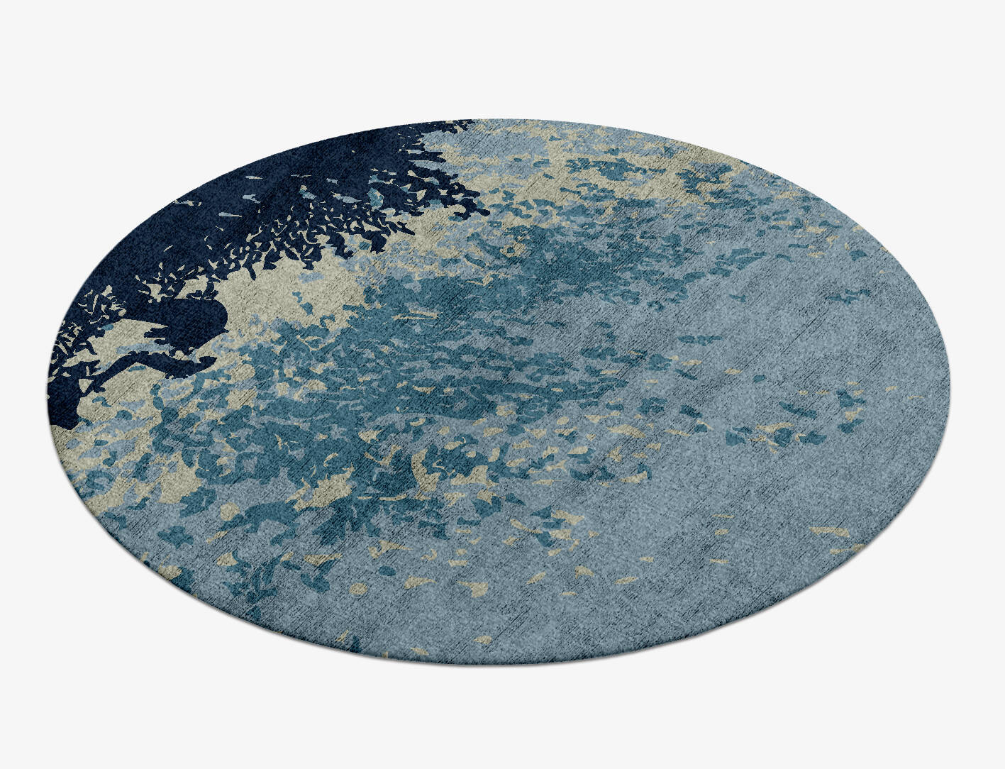 Dawn Dew Abstract Round Hand Knotted Bamboo Silk Custom Rug by Rug Artisan