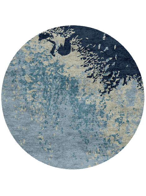 Dawn Dew Abstract Round Hand Knotted Bamboo Silk Custom Rug by Rug Artisan