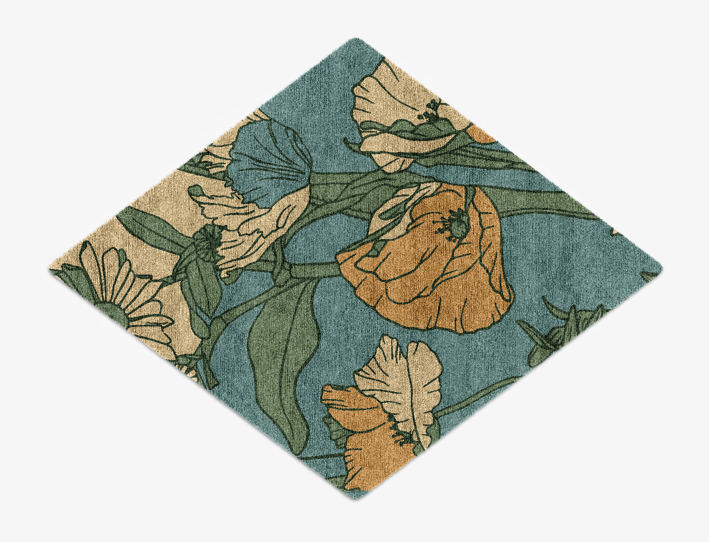 Day Lily Field of Flowers Diamond Hand Knotted Bamboo Silk Custom Rug by Rug Artisan