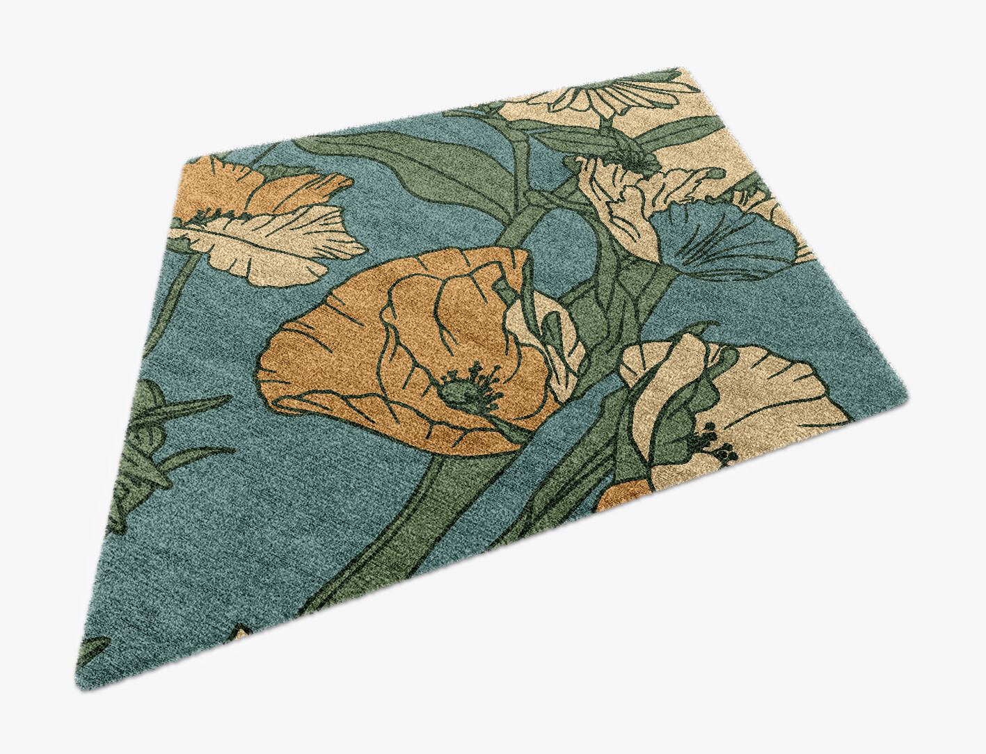 Day Lily Field of Flowers Diamond Hand Knotted Bamboo Silk Custom Rug by Rug Artisan