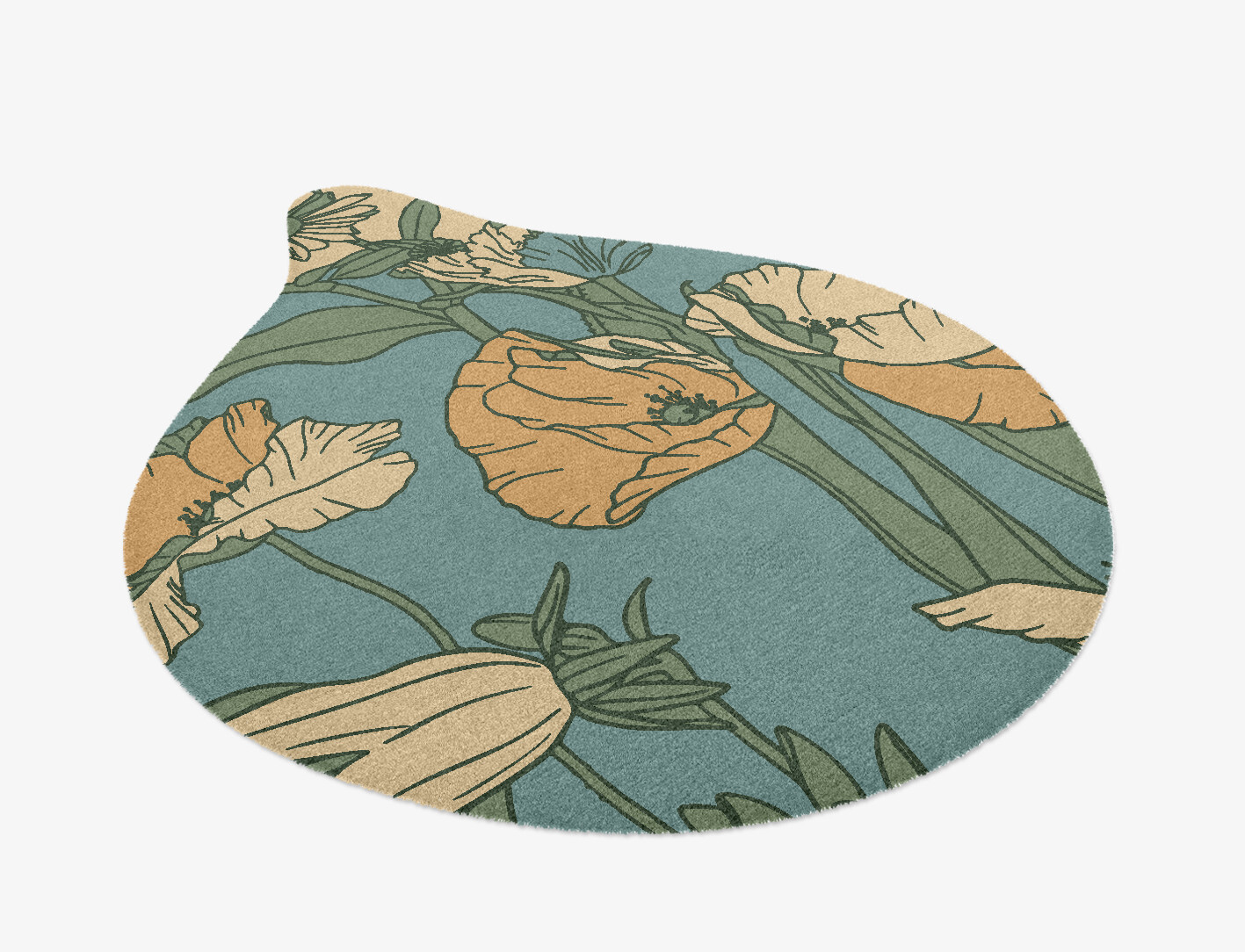 Day Lily Field of Flowers Drop Hand Knotted Tibetan Wool Custom Rug by Rug Artisan
