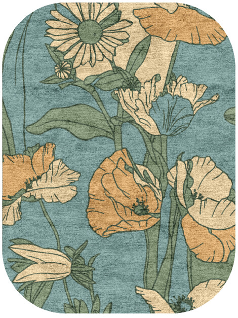 Day Lily Field of Flowers Oblong Hand Knotted Bamboo Silk Custom Rug by Rug Artisan