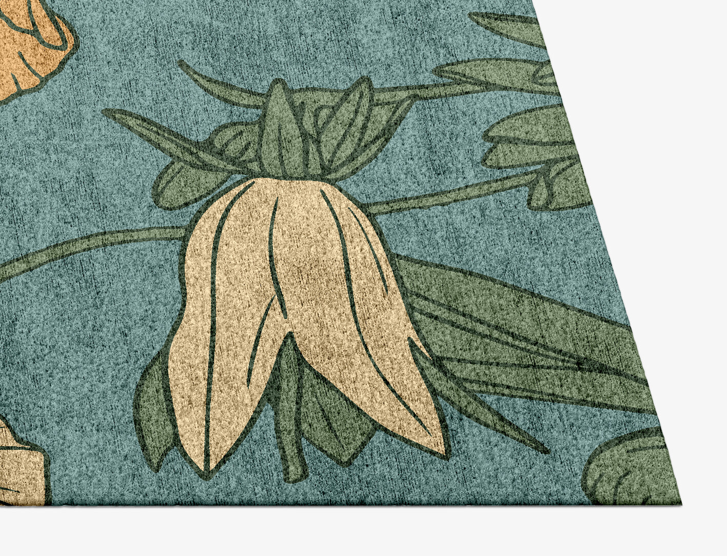 Day Lily Field of Flowers Rectangle Hand Knotted Bamboo Silk Custom Rug by Rug Artisan