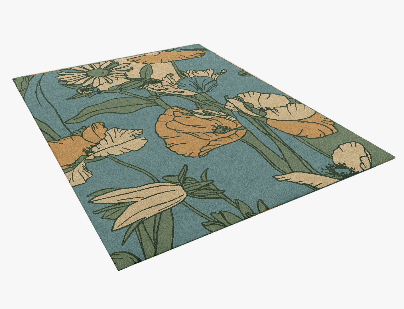Day Lily Field of Flowers Rectangle Hand Knotted Tibetan Wool Custom Rug by Rug Artisan
