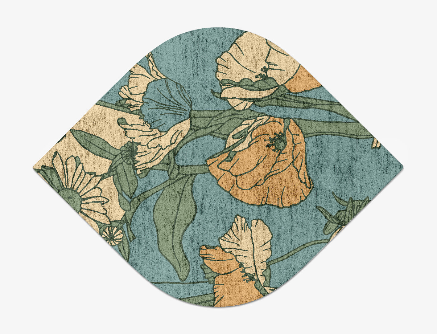 Day Lily Field of Flowers Ogee Hand Tufted Bamboo Silk Custom Rug by Rug Artisan