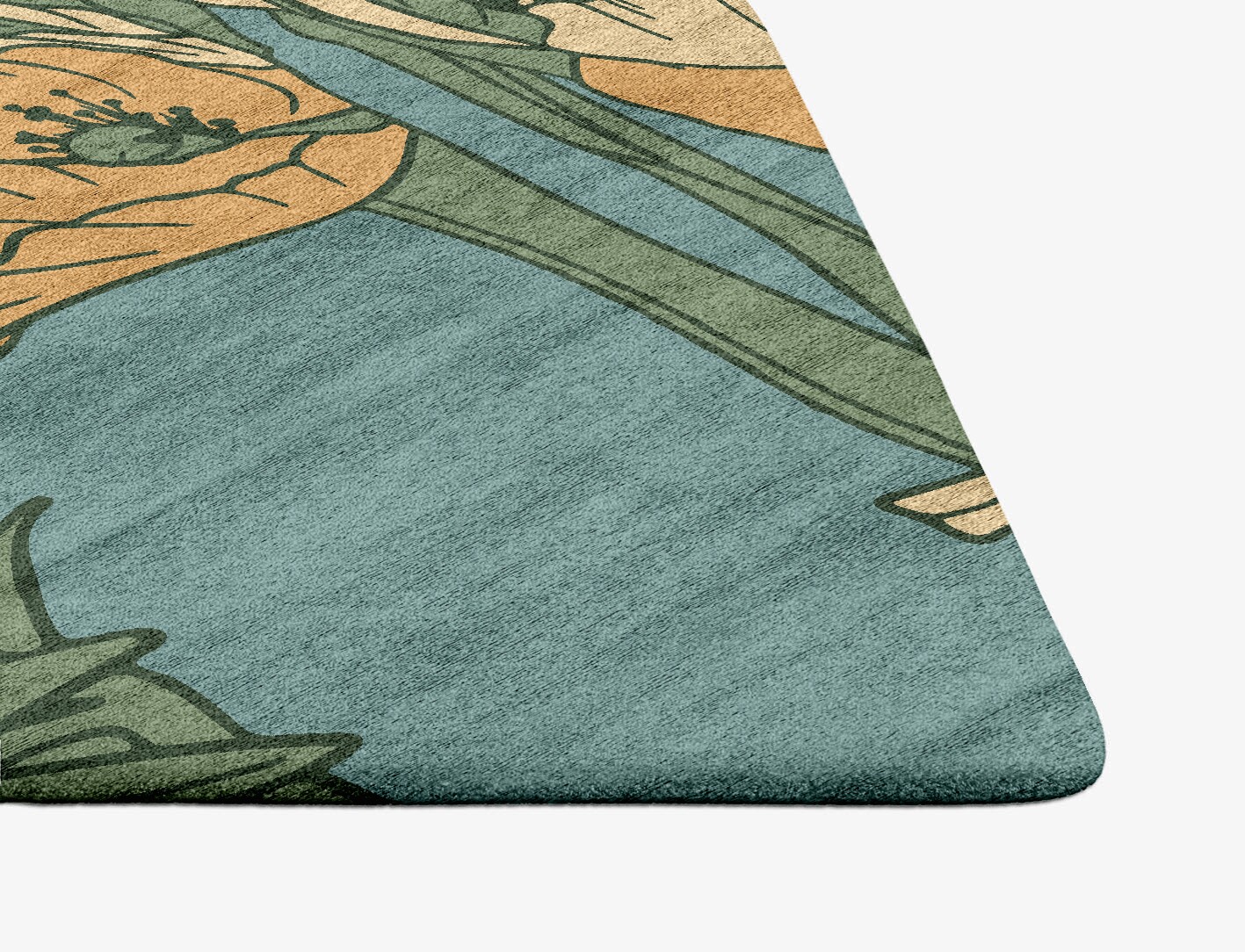 Day Lily Field of Flowers Ogee Hand Tufted Bamboo Silk Custom Rug by Rug Artisan