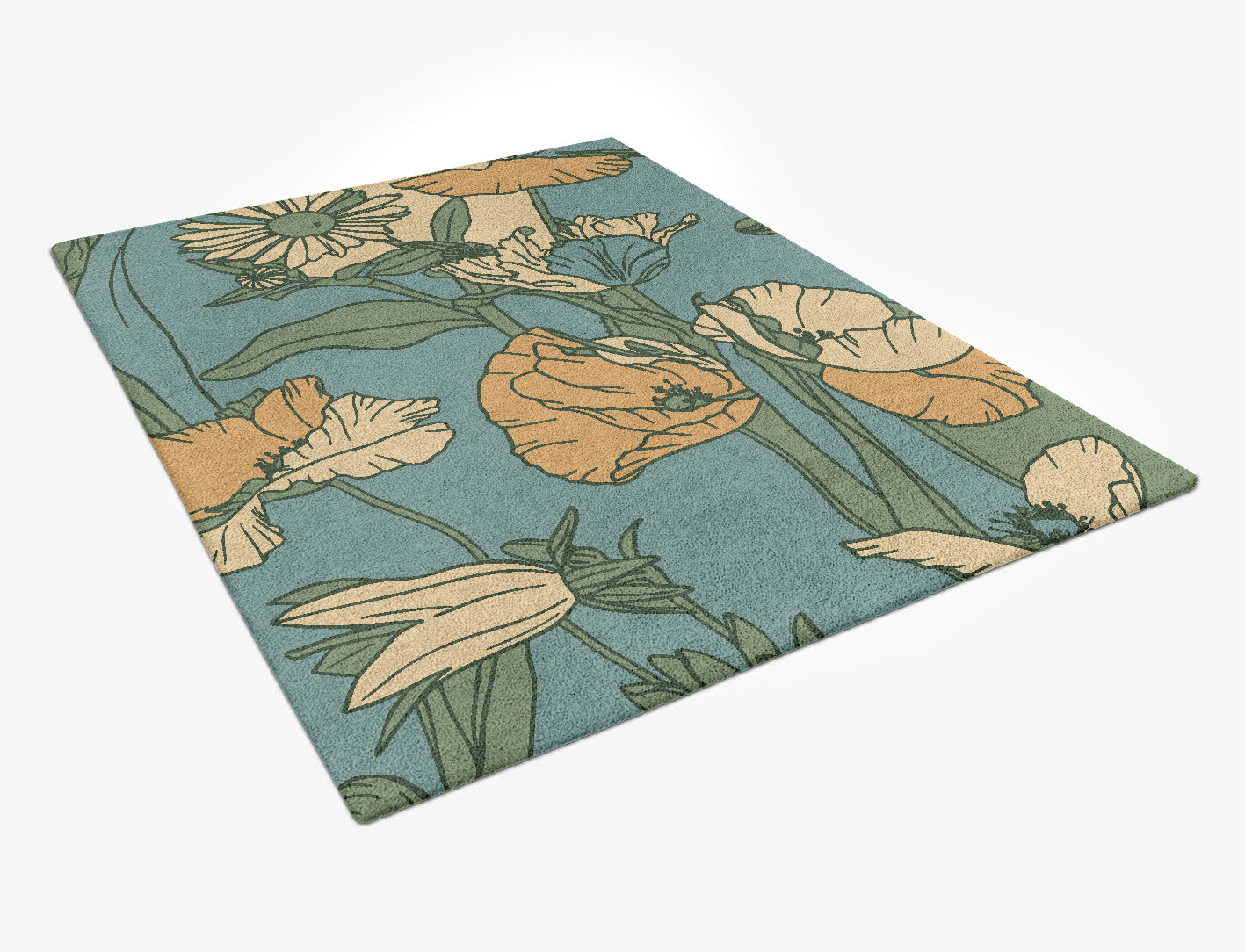 Day Lily Field of Flowers Rectangle Hand Tufted Pure Wool Custom Rug by Rug Artisan